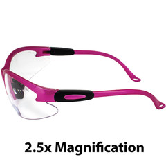 Cougar Pink Womens Bifocal Safety Glasses 2.5 Clear Shatterproof Lenses