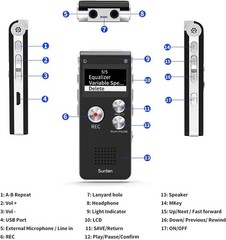 USB Rechargeable Voice Recorder 16GB – Noise-Cancellation for Optimal Clarity