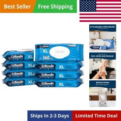 XL Flushable Wet Wipes, Adult Wipes Large, 8 Flip-Top Packs, 45 Wipes Per Pac…