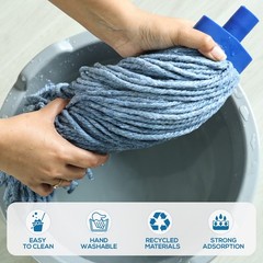 Bison Life Screw-on Wet Mop Replacement Head, Commercial Cut End Mop, Pack of 6