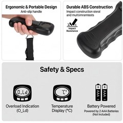 Portable Digital Luggage Scale, 50kg/110lb Capacity with LCD Display, Electro…