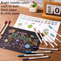 Metallic Marker Pens, 30 Colors Metallic Paint Markers with 1 Coloring Book Fine