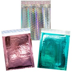 8.5×12 Holographic, Pink, Teal METALLIC BUBBLE MAILERS, Poly Padded Envelopes!
