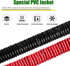 2 Gauge Battery Cable Copper Wire, 20FT Red+20Ft Black 2 AWG Welding Cable Stand