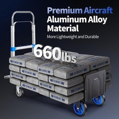 3 in 1 Aluminum Hand Truck Folding Dolly Cart 660 lbs Capacity Heavy Duty