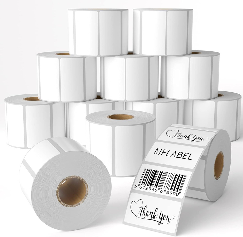 12 Rolls Thermal Shipping Labels (12,000 Labels) – 2.25 X 1.25 Inch Direct Therm
