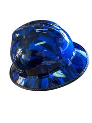 Custom Hydro Dipped MSA V-Gard Full Brim Kandy Blue Flags w/edgegard