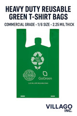 “Green T-Shirt Bags 1/6 Size 2.25 Mil Reusable Heavy Duty Plastic Grocery Sacks”
