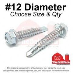 #12 Hex Washer Head Self Drilling Sheet Metal Screws Zinc (Pick Length & Qty)