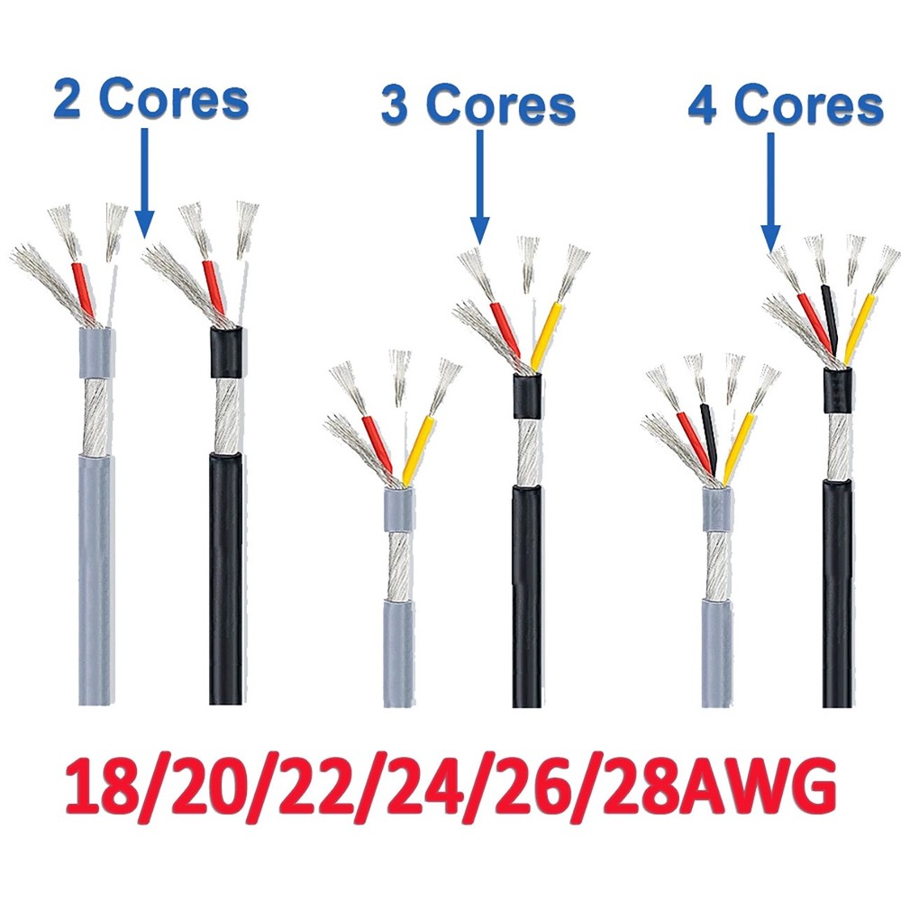 18AWG-28AWG UL2547 Copper Wire Shielded Audio Headphone Signal Cable 2 to 7 Core