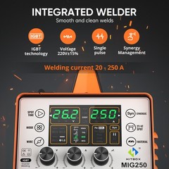 6IN1 MIG Welder 250Amp 230V Aluminum MIG Gas Gasless MIG MMA Welding Machine Set