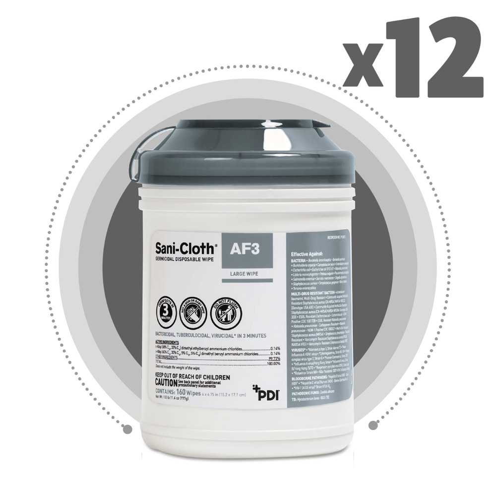 Sani Professional P13872 AF3 Germicidal Disposable Wipes – White (12/Carton) New