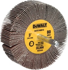 10 Pcs DEWALT Mounted Flap Wheel 3” x 1/2” W 1/4 in Shank Aluminum Oxide 80 Grit