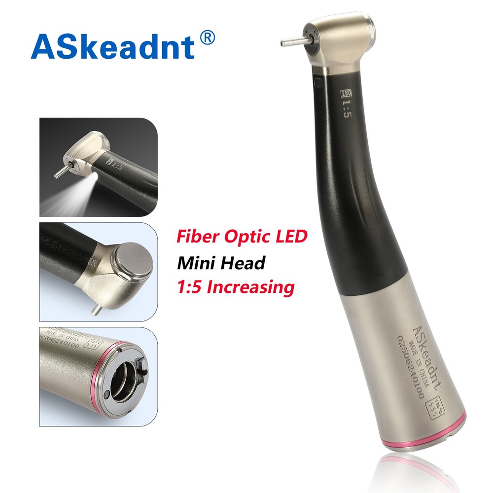LED Dental Electric Handpiece 1:5 1:1 Contra Angle Fiber Optic High Speed