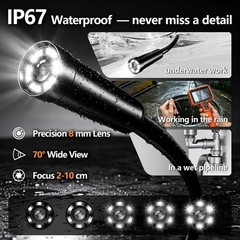 16GB Handheld Inspection Camera, 7.2” Screen, Rechargeable Borescope, 8 LED Ligh