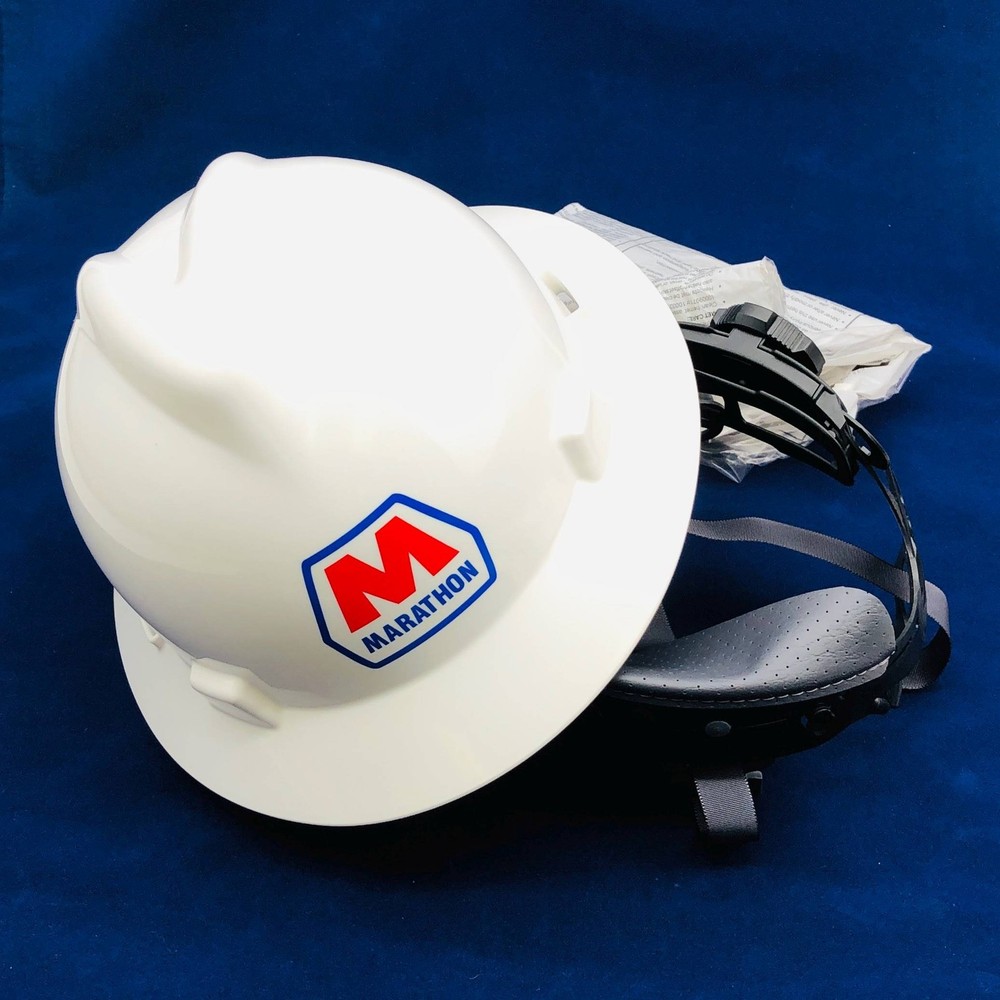 MSA 475369 Hard Hat V Gard White Ratchet Oil Oilfield Refinery Memorabilia