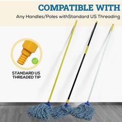 Bison Life Screw-on Wet Mop Replacement Head, Commercial Cut End Mop, Pack of 6