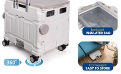 Ultimate Foldable Rolling Cart with Wheels and Bonus Insulated Shopping Bag.