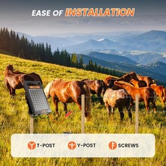 24 Hour Solar Electric Fence Charger, 10 Miles, Up to 10200v Output Black