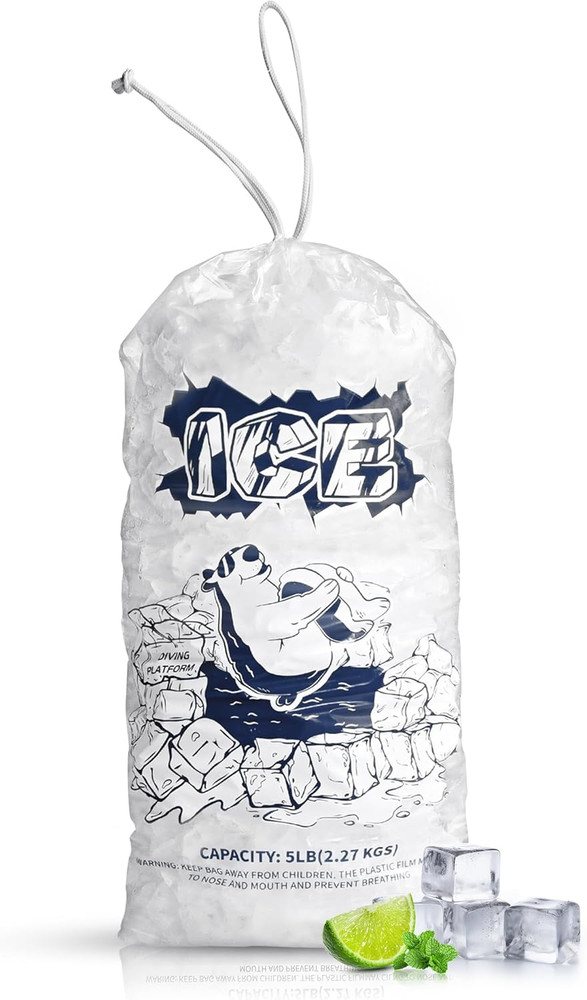Ice Bags 5lb with Drawstring50 Pack Plastic Ice Bags for Ice Storage