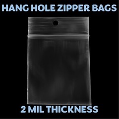 6″x14″ Hang Hole Zip Top Lock Seal Reclosable Poly Bags Zipper Baggies 2Mil