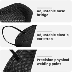 50/100Pcs Black KN95 Face Mask 5 Layer Disposable Mask