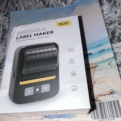 N20 Portable Bluetooth Thermal Label Maker Printer, Black & White
