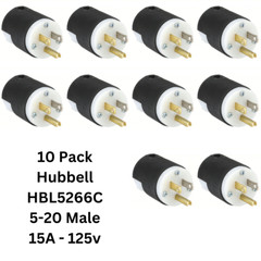 LOT 10x Hubbell HBL5266C AC Male Edison NEMA 5-15P Plug 15A 125V Connector