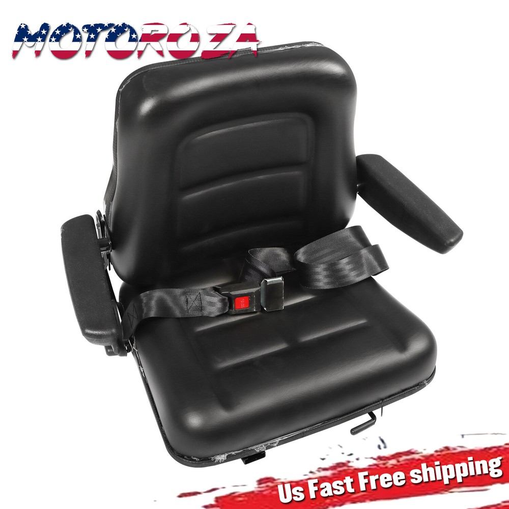Adjustable Backrest Tractor Seat w/Safety Belt & Armrest Universal Forklift Seat