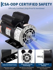 2/ 3/ 3.7/ 5 HP SPL Air Compressor Electric Motor 3450 RPM w/5/8″ Keyed Shaft