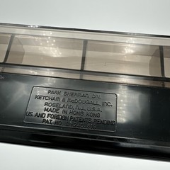 1980s Plastic Black with Faux Wood Desk Caddy Clear Smoke Organizer Hong Kong