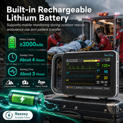 7″ Handheld Patient Monitor Vital Signs Monitor ECG/NIBP/TEMP/RESP/SPO2/PR