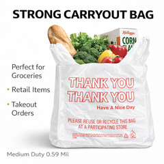 500 Bags 1/6 Large 21 x 6.5 x 11.5 “Thank You” T-Shirt Plastic Grocery Shopping