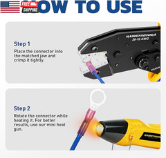 Crimping Tool for Insulated Electrical Wire Connectors-Awg 22-10 Ratchet Crimper