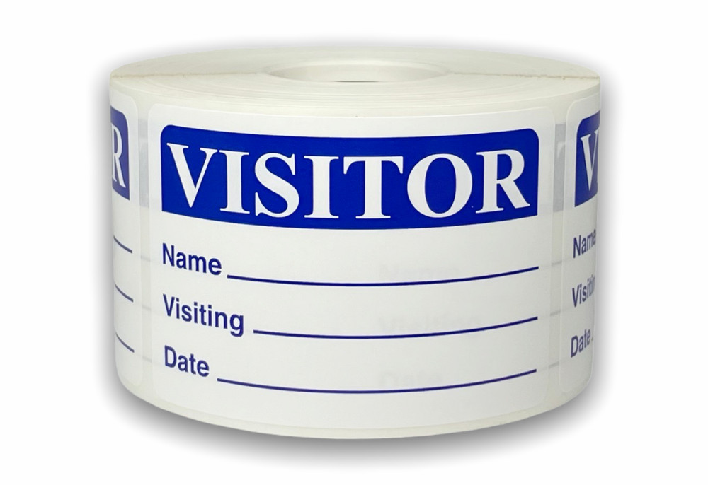 2×3-inch Blue Visitor Labels Name Visiting Date Adhesive Stickers (1) RL of 500