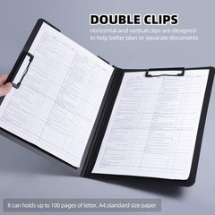 Foldable Clipboard Folder A4 Size with Horizontal Vertical Double Metal Clips