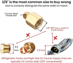 3/8″ NPT Female to 1/4″ NPT Male Brass Pipe Fitting Reducer Adapter, 2 PCS | Thr