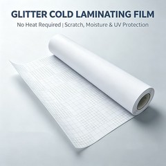 Glitter Cold Laminating Film 25INx91.8FT Self-Adhesive PVC Roll for Photo Poster