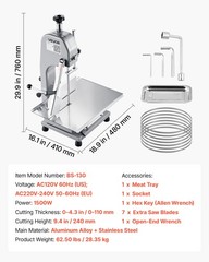 VEVOR Commercial Electric Meat Bandsaw 1100/1500W Bone Saw Frozen Bones & Meat