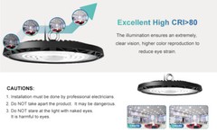 20Pack 200W UFO LED High Bay Light with Hook & Cable for Gym Factory Barn Garage