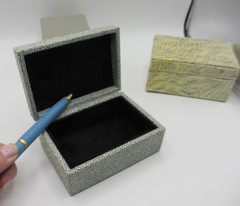 Leather Box Small Shagreen Embossed Gray Black