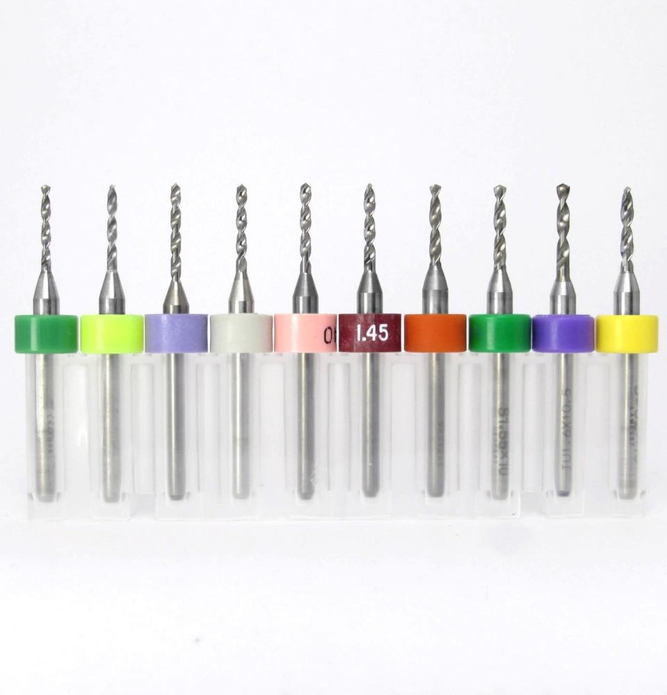 Micro PCB Drill Bits Set 1.20–1.60mm (.047–.0635″) Solid Carbide 1/8″ Shank CNC