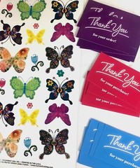 144x Business Thank You Cards Small Business, Butterfly Stickers Variety Pkg