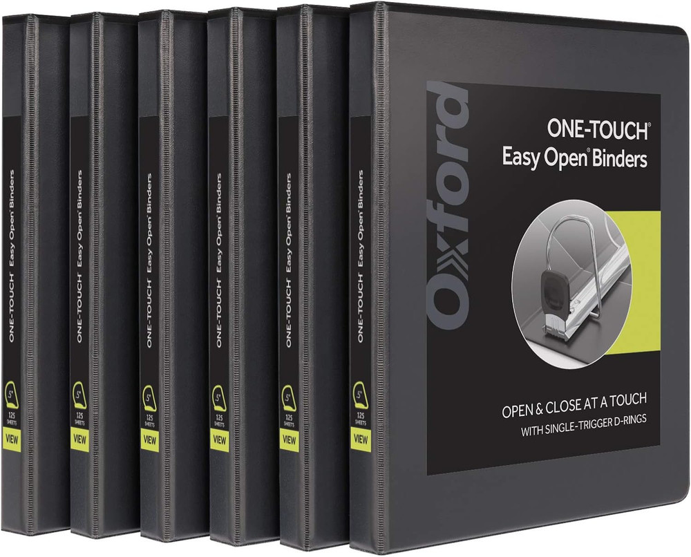 3 Ring Binders, 0.5 Inch One-Touch Easy Open D Rings, Durable Binders for School