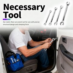 4PCS Carbon Steel Brake Line Wrench Set with 8Mm/10Mm/9Mm/11Mm/13Mm/14Mm/15 Mm/1