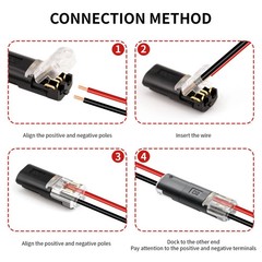 50 Pcs Solderless 2 Pin Wire Connectors Quick Splice Low Voltage Terminals Kit
