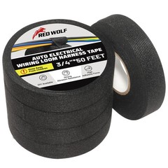 RED WOLF Wiring Harness Tape High Temp Wire Cable Loom Self-Adhesive Fabric T…