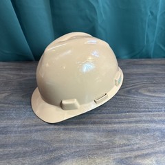 MSA Tan V Gard Construction Safety HARD HAT 4 PT Ratchet Suspension Medium