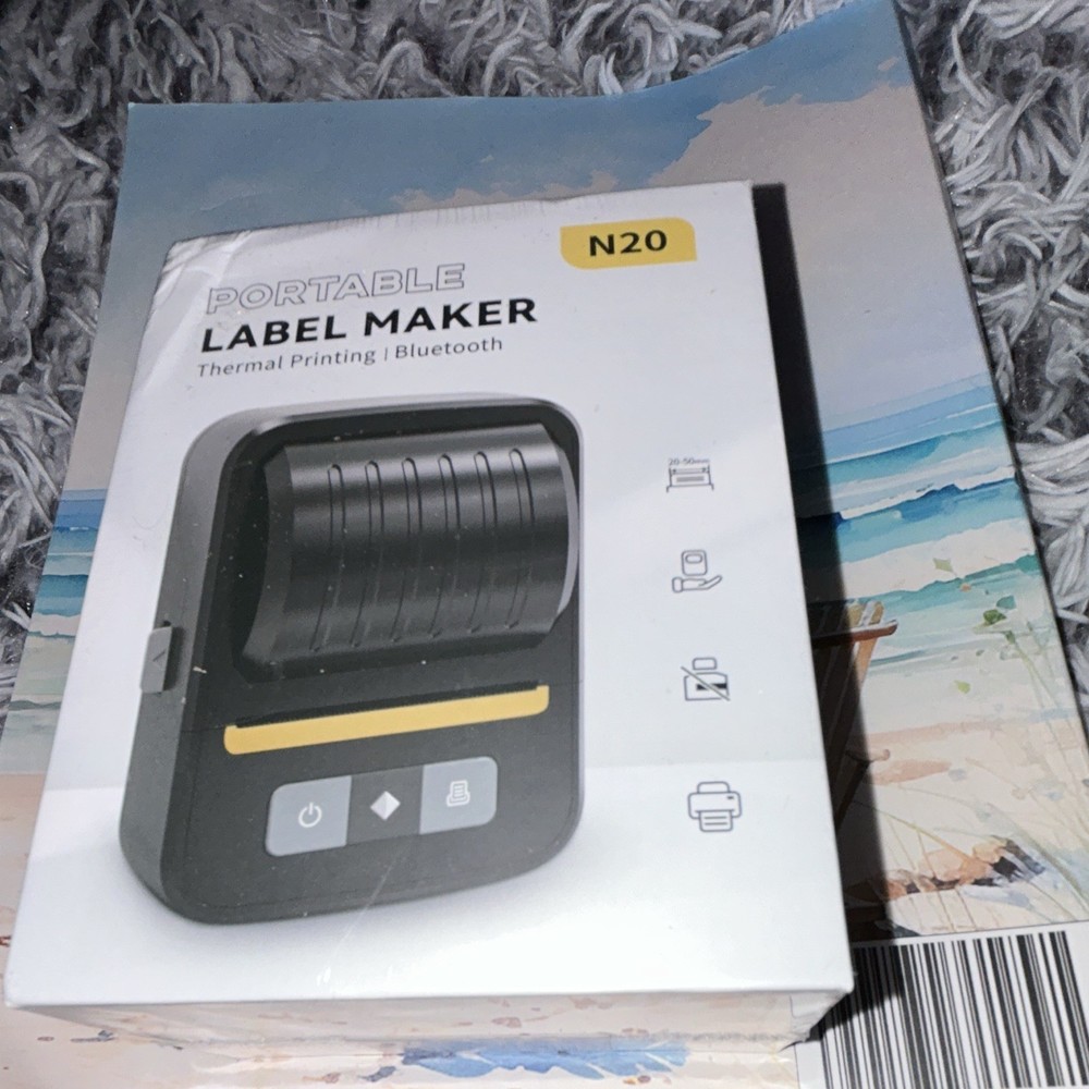 N20 Portable Bluetooth Thermal Label Maker Printer, Black & White