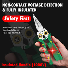 8-In-1 Wire Stripper Tool, with Non-Contact Voltage Detector & Safety Insulated